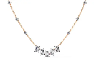 Luxury Emerald Cut Diamond Necklace CAD Design 3DM STL 3D print model