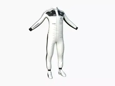 Racing Pilot Uniform A05 White Black - Character Clothing Design Low-poly 3D model