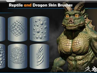 Reptile and Dragon Skin Brushes  Vol 06 3D model