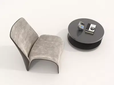 Modern Coffee Table and Armchair Set 44 3D model