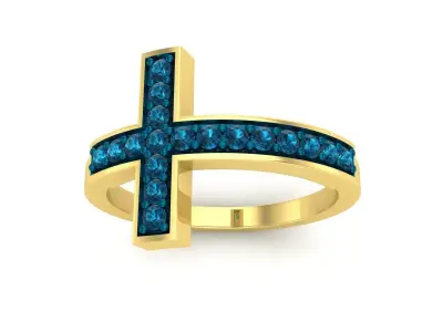 AV 615 Round Diamond Ladies Cross Fashion Ring 3D print model