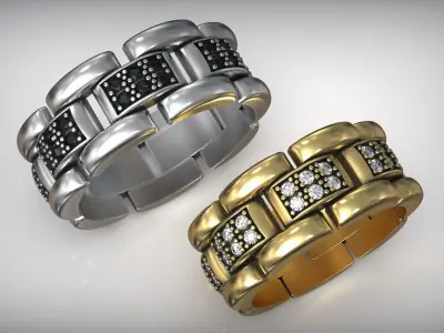 Luxury Queen Diamond Link Ring Free 3D print model