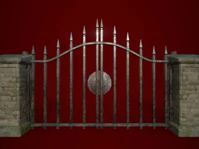 Medieval Big Garden Door Low-poly 3D model