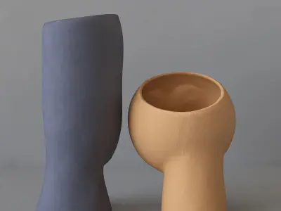 Vase-03 two ceramic head sculptures Low-poly 3D model