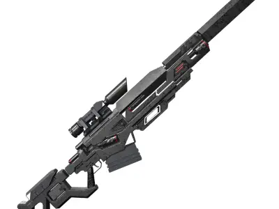 Sci-Fi Sniper Rifle  Low-poly 3D model