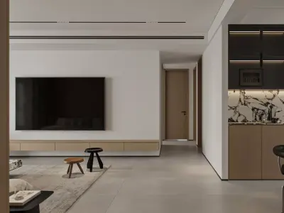 Modern living room dining room interior scenes 457 3D model