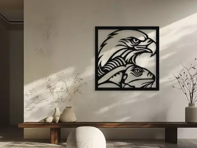 Eagle and Reptile Stencil Wall Art  3D model