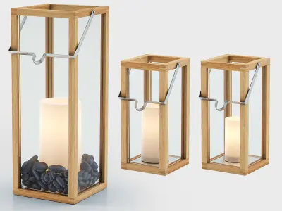 CROSBY Lanterns with Pillar Candles 3D model