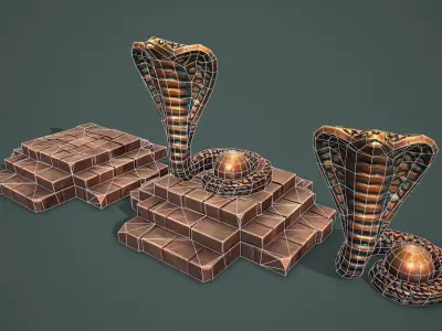 Statue snake Low-poly 3D model