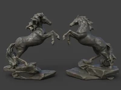 Low poly Horse Statue 220528 Low-poly 3D model