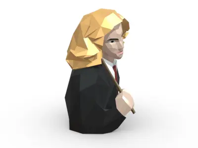 hermione low poly polygonal woman 3D print model