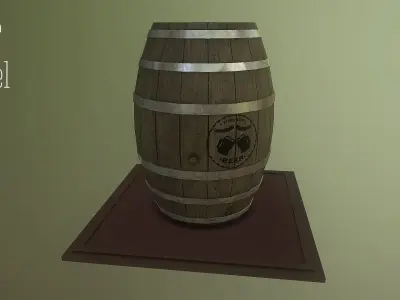 Beer Barrel Low-poly 3D model