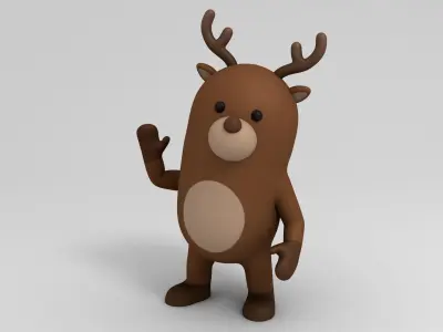 Rigged Cartoon Reindeer 3D model