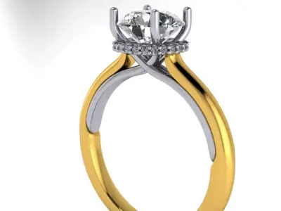 Modern Hidden halo Engagement Promise Wedding Ring 3D print model