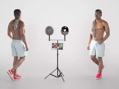 Handsome young man in beach shorts walking 339 Low-poly 3D model