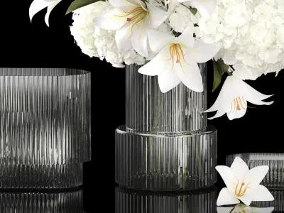 Solemn bouquet of white flowers hydrangea lilies 364 3D model