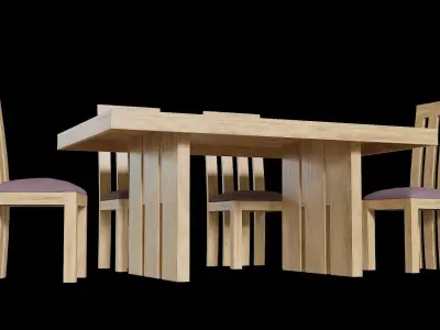 Table set Pack 10 Low-poly 3D model