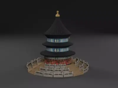 Low Poly China The Temple of Heaven Low-poly 3D model
