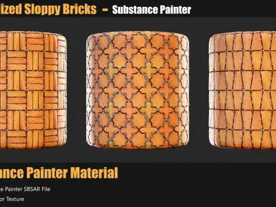 20 Stylized Sloppy Bricks Materials Substance Painter Texture