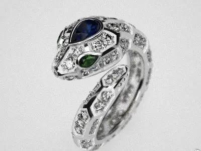 Serpenty-2  solid snake ring 3D print model