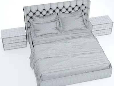 Luxury Tufted Bed 3D model