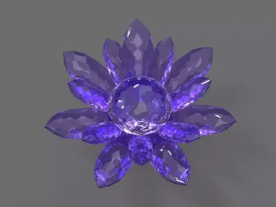 Glass Flower Showpiece Purple Low-poly 3D model