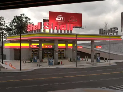 Gas Station Envronment 3D model