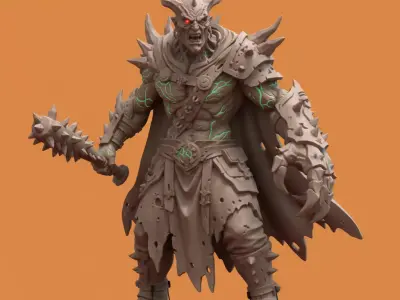 Gothic Grimdark Battle Monk Sci-Fi Miniature Free 3D model