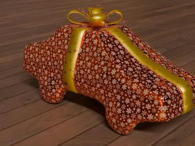 Gift toy car in festive packaging Free low-poly 3D model