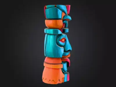 Carved Festival Totem is a vibrant stylized 3D prop Low-poly 3D model