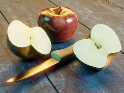 Photorealistic Apple Basket Scene - High-Detail 3D Model 3D model