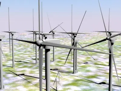 Wind Turbine Lowpoly Low-poly 3D model