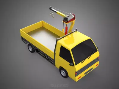 SMALL MINI COMPACT PICKUP TRUCK WINCH HOIST HYDRAULIC CRANE JIB 3D model