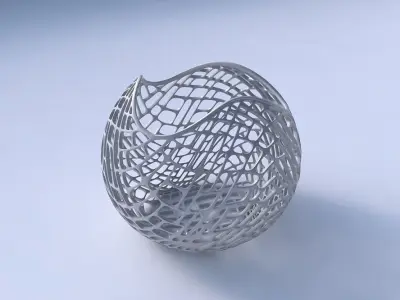 Bowl Spheric wavy with lattice tiles 3D print model