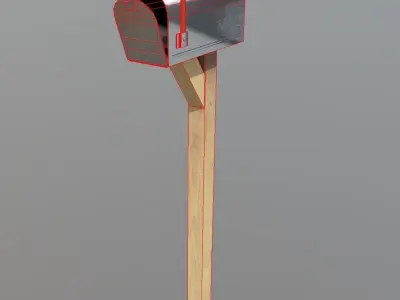 Mailbox on wooden post Free low-poly 3D model