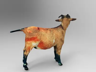 Red Goat Rigged  Low-poly 3D model