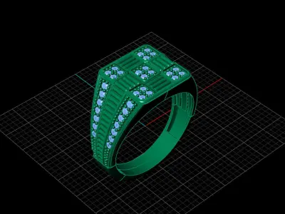 Print Ready STL 3DM  Gents Rings Diamond Men Ring  3D print model 65