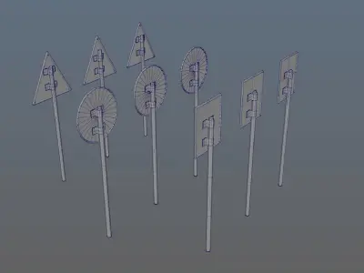 Road signs PBR low-poly game ready Low-poly 3D model