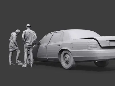 Road Accident Low-poly 3D model