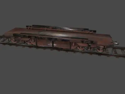 Train old rusty car Low-poly 3D model