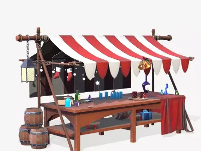 Magic Market Stall Low-poly 3D model