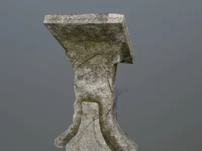 lectern stone bench Low-poly 3D model