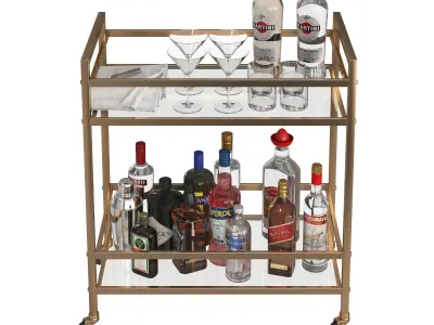 Mini Bar Beverage Table 3D model