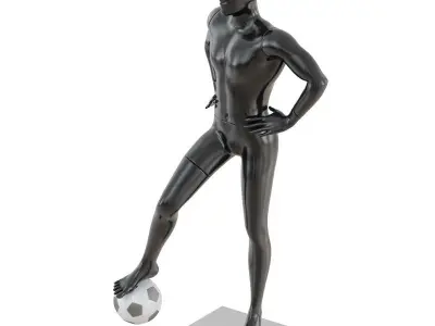 Black mannequin soccer player 34 3D model