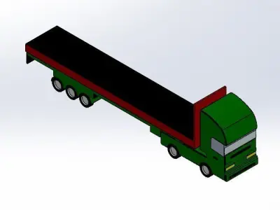 Truck semi with flatbed 3D model