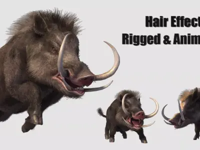 boar pig beast  Low-poly 3D model