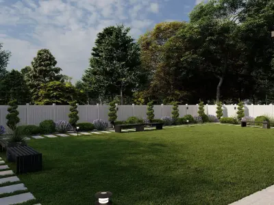 Garden Landscape 3D Model - SketchUp and Lumion Scene 3D model Free 3D model