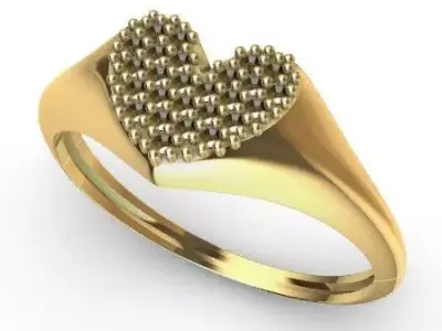 Anel Coracao Cravejado 3D print model