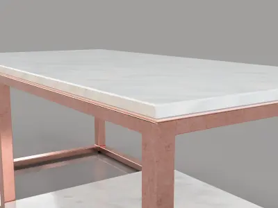 Modern rectangular Marble and metal table Free 3D model