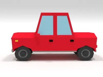 Low Poly Cartoon Car Low-poly 3D model 4